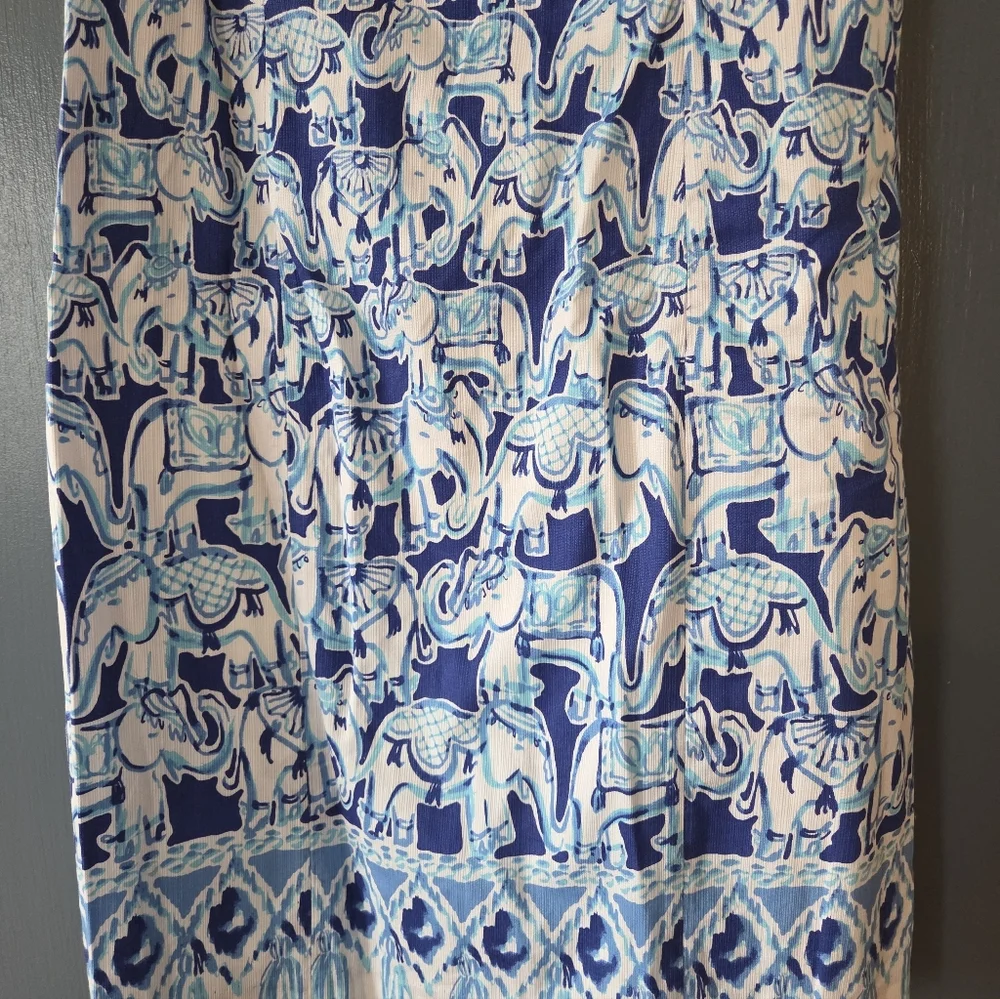 Lilly Pulitzer Cathy Shift Dress In Blue Elephant Print Size 0 - Picture 2 of 7